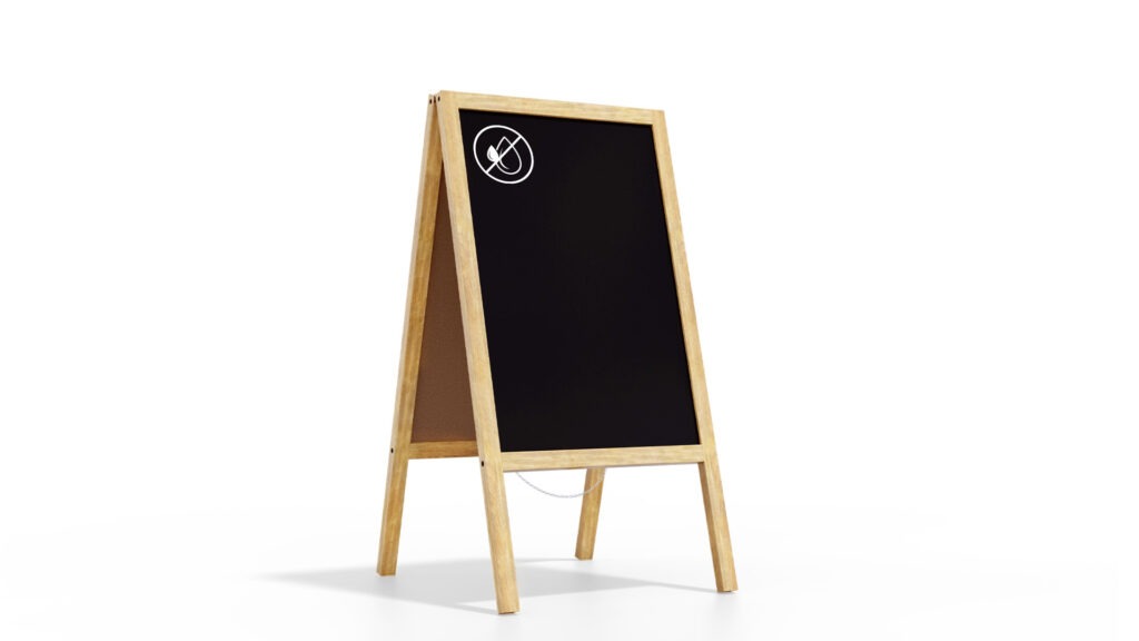 ALLboards Lavagna Nera da Gesso con Cavalletto bifacciale 118x61cm legno naturale laccata