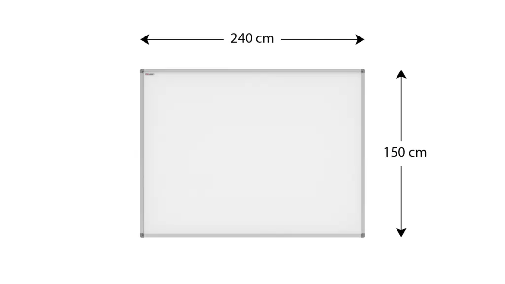 Lavagna magnetica bianca smaltata PER PROIEZIONE P4 240x150cm MEGAboards cancellabile a secco con cornice in alluminio