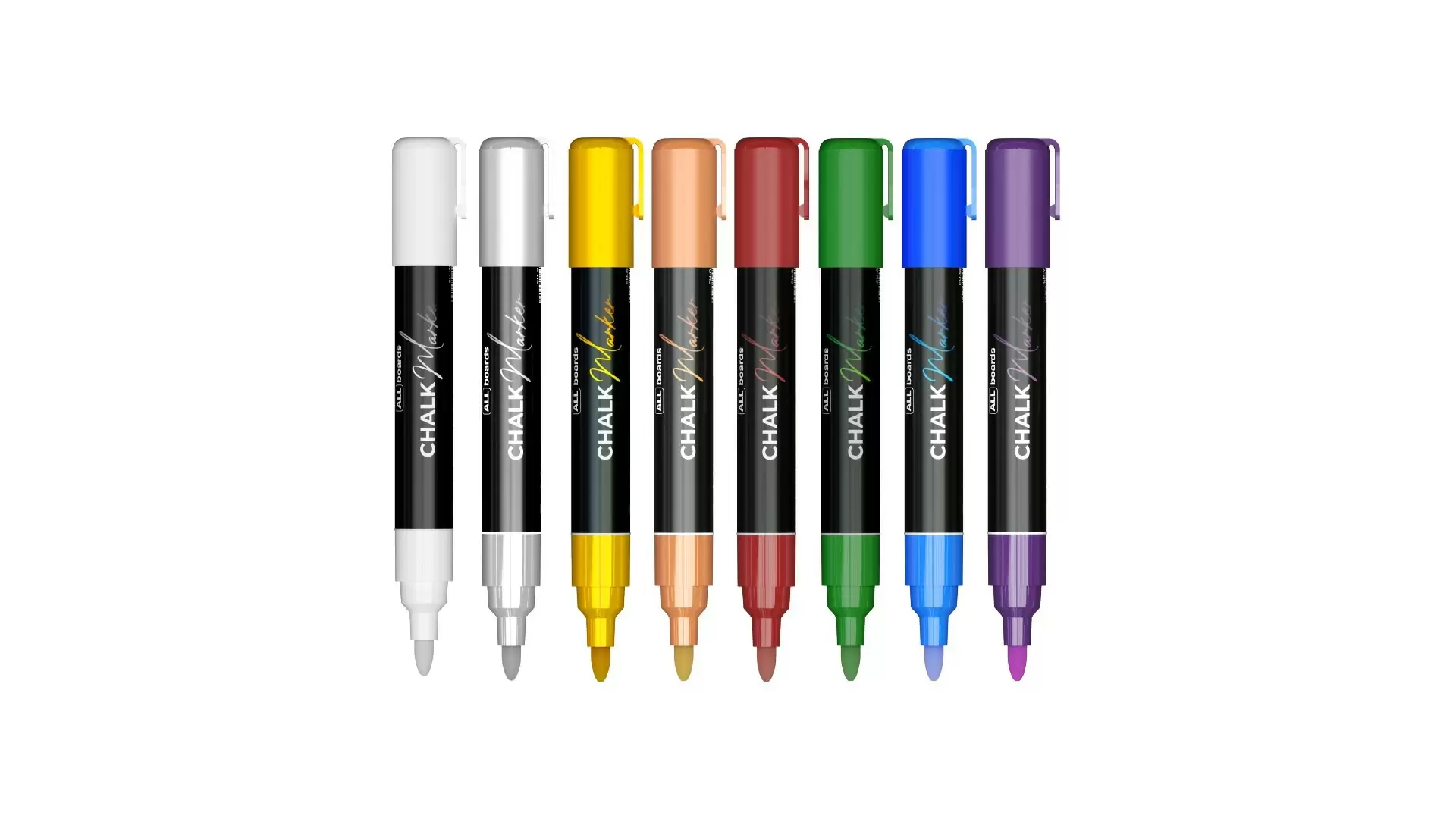 Set di pennarelli a gesso liquido PREMIUM: bianco, argento, oro, rosso  metallizzato, viola, blu, beige, verde - Lavagne Magnetiche