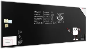 Lavagna magnetica da gesso nera 300×120 cm cornice EXPO + ACCESSORI