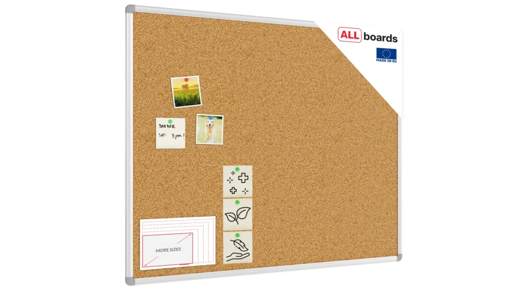 Bacheca in sughero (cornice in alluminio) 100×80 cm