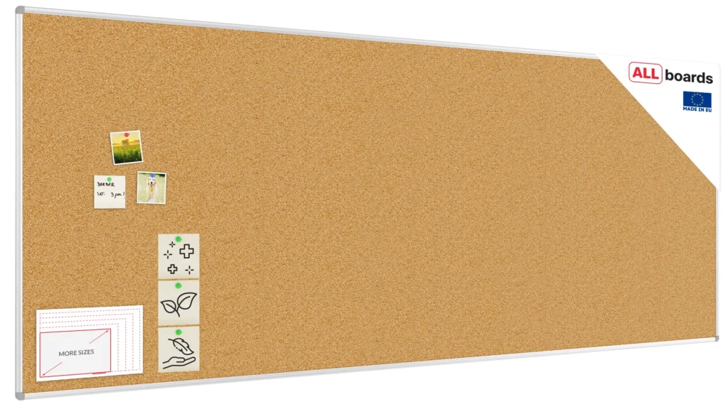 Bacheca in sughero (cornice in alluminio) 300x120 cm