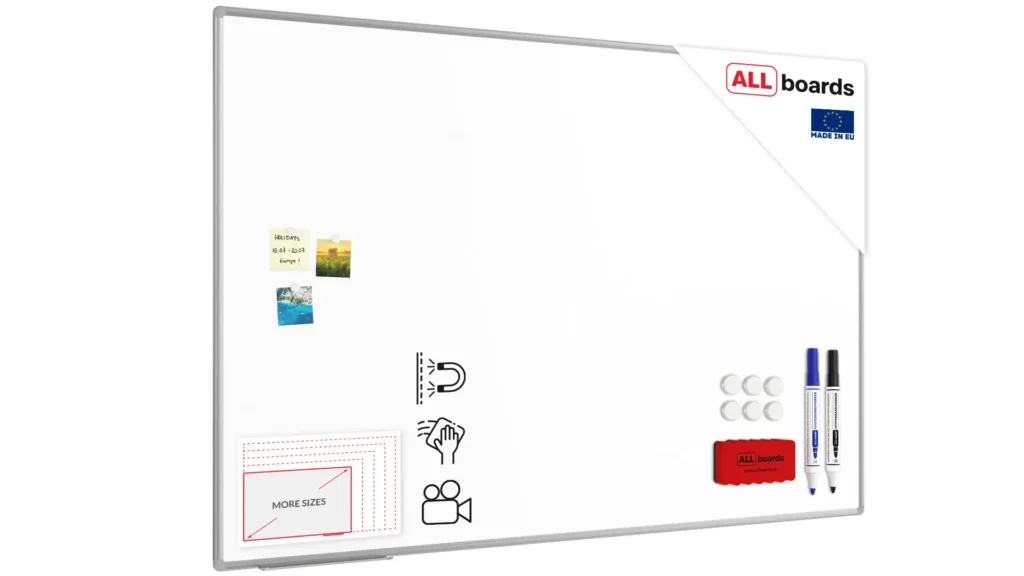 Lavagna magnetica bianca smaltata (cornice in alluminio anodizzato EXPO) 180x120 cm