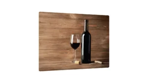 Tagliere in Vetro Universale VINO TAPPO SUGHERO LEGNO 30x40cm Protezione per Piani Cottura, Piano di Lavoro, in Vetro Temperato, Decorazione Cucina