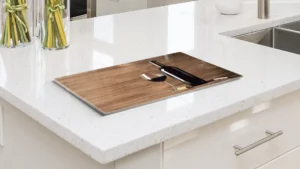Tagliere Coprifornelli in Vetro Universale VINO TAPPO SUGHERO LEGNO 30x40cm Protezione per Piani Cottura, Piano di Lavoro, in Vetro Temperato, Decorazione Cucina
