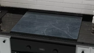 Tagliere Coprifornelli in Vetro Universale MARMO ANTRACITE 52x60cm Protezione per Piani Cottura, Piano di Lavoro, in Vetro Temperato