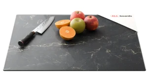 Tagliere in Vetro Universale MARMO NERO 52x60cm Protezione per Piani Cottura, Piano di Lavoro, in Vetro Temperato