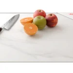 Tagliere in Vetro Universale MARMO BIANCO 52x60cm Protezione per Piani Cottura, Piano di Lavoro, in Vetro Temperato