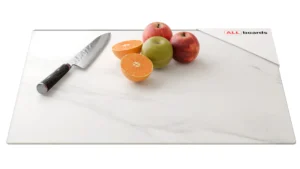 Tagliere in Vetro Universale MARMO BIANCO 52x60cm Protezione per Piani Cottura, Piano di Lavoro, in Vetro Temperato