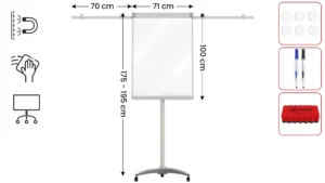 Lavagna a fogli mobili magnetica mobile su ruote 100x70 cm EXCLUSIVE