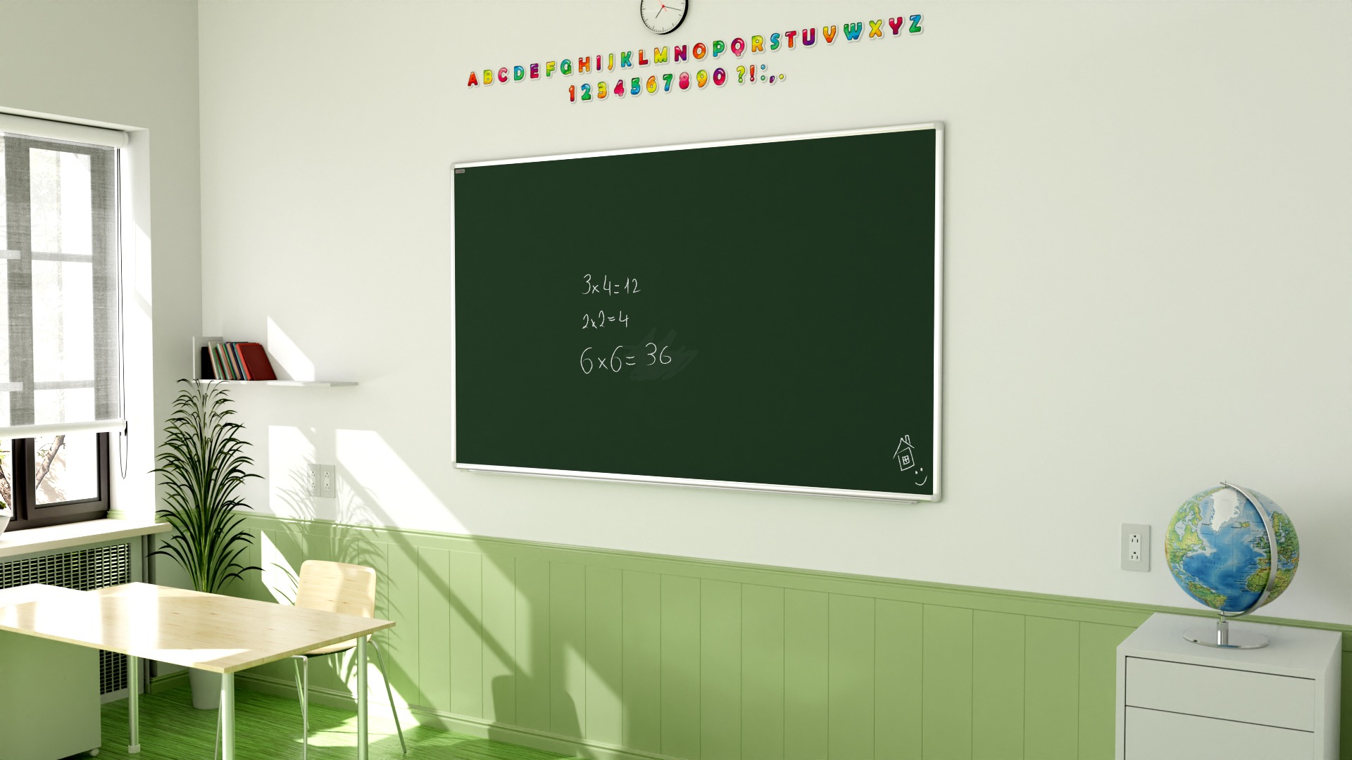 Lavagna MAGNETICA verde da gesso in cornice in alluminio 170x100 cm - immagine 3