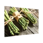 Tagliere Coprifornelli in Vetro Universale ASPARAGI 2 Pezzi, Protezione per Piani Cottura, Piano di Lavoro, in Vetro Temperato, Decorazione Cucina, 52x30cm