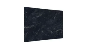 Tagliere in Vetro Universale MARMO NERO 2 Pezzi, Protezione per Piani Cottura, Piano di Lavoro, in Vetro Temperato, Decorazione Cucina, 52x30cm