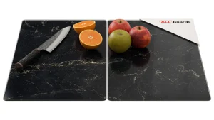 Tagliere in Vetro Universale MARMO NERO 2 Pezzi, 52x30 cm