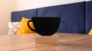 ALLboards Lavagnetta per gesso bifacciale CAFFE FORMA DI TAZZA DI CAFFE per Menu Tavolo - set 4 pezzi