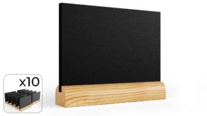 Lavagnetta per gesso bifacciale da tavolo per Menu, MINI, stilizzata base legno, set 10 pezzi