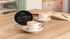 Lavagnetta per gesso bifacciale da tavolo per Menu, ovale, stilizzata base legno, set 10 pezzi