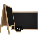 Set “legno naturale” – Lavagna con cavalletto 118x61cm, lavagna per gesso 90x60cm, lavagnette per gesso forma TAZZINA DI CAFFE’ 4pz.