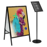 Set espositori – Espositore pubblicitario A2 a scatto, espositore porta menù A4 a scatto