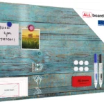Lavagna magnetica in acciaio LEGNO BLU RETRO VINTAGE 60x40 cm MetalBoards lastra con stampa adatta per tutti i tipi di calamite + set di accessori GRATIS