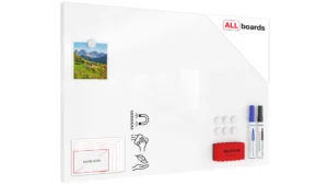 Lavagna magnetica in acciaio BIANCA WHITE 60x40 cm MetalBoards adatta per tutti i tipi di calamite + set di accessori GRATIS