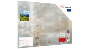 Lavagna magnetica in acciaio CEMENTO DORATO 60x40 cm METALboards lastra adatta per tutti i tipi di calamite + set di accessori GRATIS