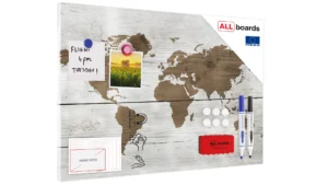Lavagna magnetica in acciaio MAPPA CHIARA 60x40cm METALboards lastra adatta per tutti i tipi di calamite + set di accessori GRATIS