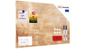 Lavagna magnetica in acciaio LEGNO NATURALE 60x40cm METALboards lastra adatta per tutti i tipi di calamite + set di accessori GRATIS