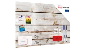Lavagna magnetica in acciaio LEGNO BIANCO 90x60cm METALboards lastra adatta per tutti i tipi di calamite + set di accessori GRATIS