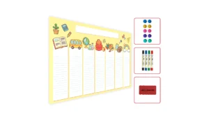 Lavagna magnetica in acciaio ORARIO LEZIONI DIARIO CALENDARIO HOBBY 60x40 cm MetalBoards lastra con stampa adatta per tutti i tipi di calamite + set di accessori GRATIS