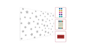 Lavagna magnetica in acciaio STELLE GRIGIE 60x40cm MetalBoards lastra adatta per tutti i tipi di calamite + set di accessori GRATIS