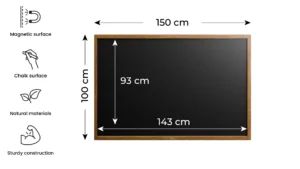 Lavagna MAGNETICA nera da gesso in cornice di legno 150x100 cm