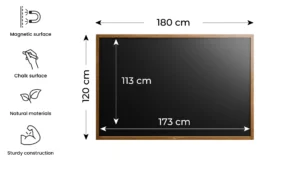 Lavagna MAGNETICA nera da gesso in cornice di legno 180x120 cm