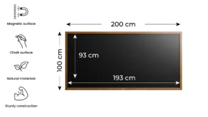 Lavagna MAGNETICA nera da gesso in cornice di legno 200x100 cm