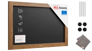 Lavagna magnetica resistente all'acqua 60x40 cm con cornice in legno CLASSICO MARRONE + gratis