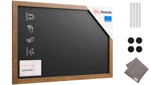 Lavagna magnetica resistente all'acqua 90x60 cm con cornice in legno CLASSICO MARRONE + gratis