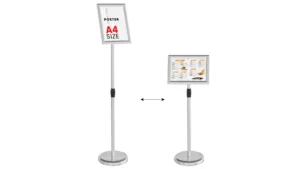 Leggio porta menù da esterno A4 struttura in alluminio argento