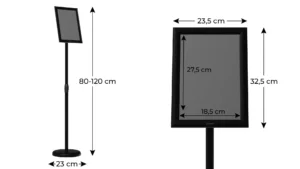 Leggio porta menù da esterno A4 struttura in alluminio nero