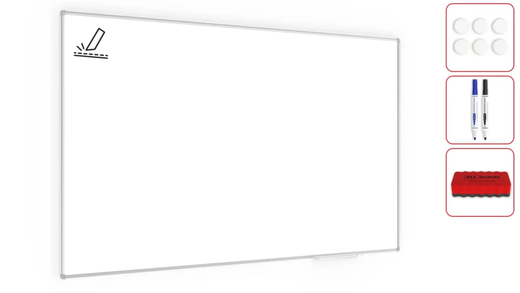 Lavagna magnetica bianca smaltata PER PROIEZIONE (cornice in alluminio anodizzato EXPO) 200x120 cm