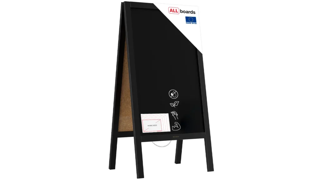 ALLboards Lavagna Nera da Gesso con Cavalletto bifacciale 100x50cm COLORE NERO