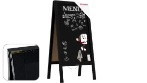 Lavagna per gesso magnetica con cavalletto 100x49,5 cm RESISTENTE ALL'ACQUA - NERO + ACCESSORI
