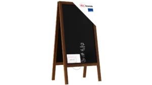 Lavagna per gesso con cavalletto bifacciale 100x50 cm RESISTENTE ALL’ACQUA, Struttura in Legno, Scrivibile con Gessetti e Pennarelli a Gesso, per Bar Ristoranti Locali