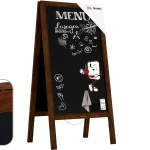 Lavagna per gesso magnetica con cavalletto 100x49,5 cm RESISTENTE ALL'ACQUA - MARRONE CLASSICO + ACCESSORI