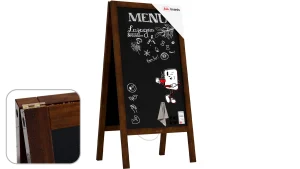 Lavagna per gesso magnetica con cavalletto 100x49,5 cm RESISTENTE ALL'ACQUA - MARRONE CLASSICO + ACCESSORI