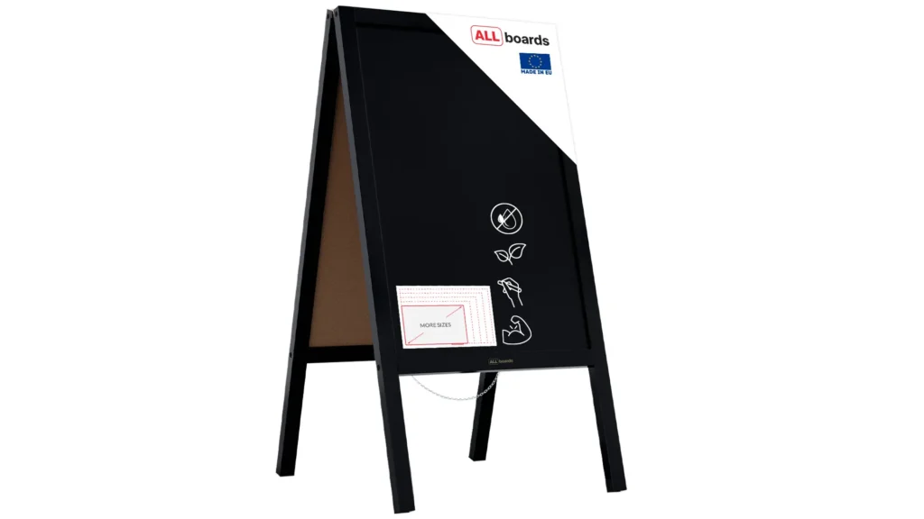 ALLboards Lavagna Nera da Gesso con Cavalletto bifacciale 118x61cm COLORE NERO