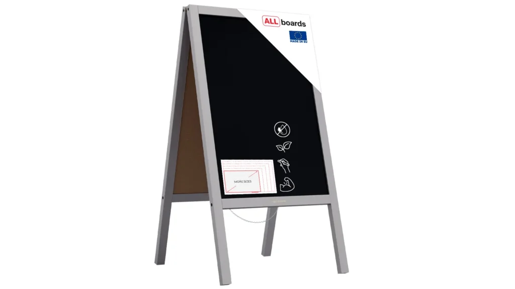 Lavagna per gesso con cavalletto grigio pastello bifacciale 118x61 cm