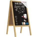 ALLboards Lavagna Nera da Gesso con Cavalletto bifacciale 118x61cm legno naturale laccata