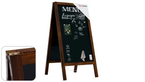 Lavagna per gesso magnetica con cavalletto 110x56 cm RESISTENTE ALL'ACQUA - MARRONE CLASSICO + ACCESSORI