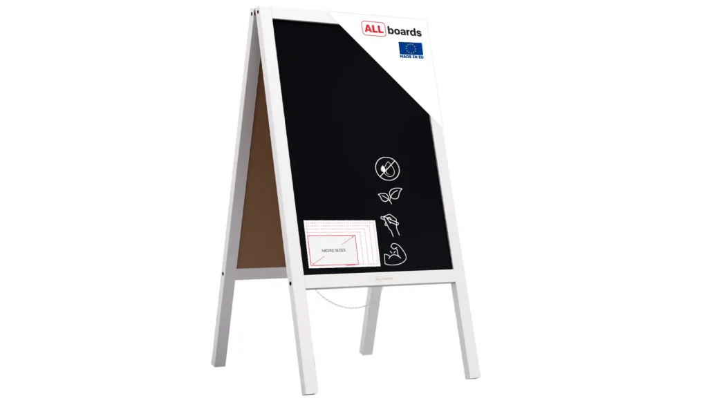 Lavagna per gesso con cavalletto bianco pastello bifacciale 118x61 cm