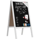 Lavagna per gesso con cavalletto bianco pastello bifacciale 118x61 cm
